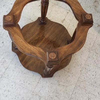Sale Photo Thumbnail #332: Cute vintage end table with glass top