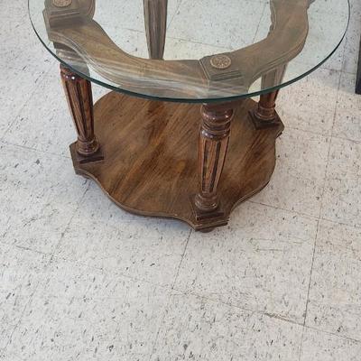 Sale Photo Thumbnail #328: Cute vintage end table with glass top