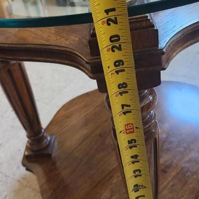 Sale Photo Thumbnail #331: Cute vintage end table with glass top