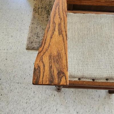 Sale Photo Thumbnail #336: Excellent antique oak chair. Recovered in tweed.