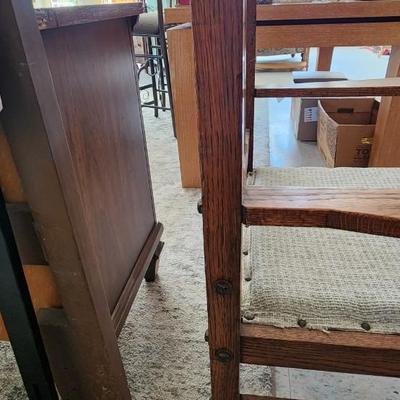 Sale Photo Thumbnail #337: Excellent antique oak chair. Recovered in tweed.