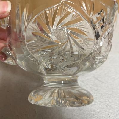Sale Photo Thumbnail #283: Better Homes and Prairie Kitchen Sampler cookbooks, modern pyrex fridge set, vintage clear crystal cut gravy boat & sterling? gravy ladle, and five vintage Indiana green glass sherbets in the King’s Crown pattern