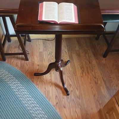 WOODEN PODIUM AND A BIBLE