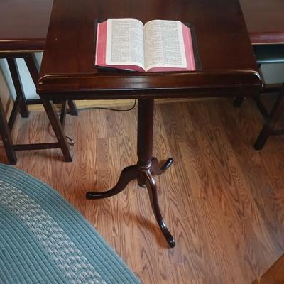 WOODEN PODIUM AND A BIBLE