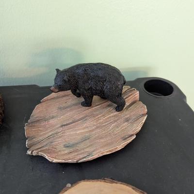 Wooden Bear Figure Coaster & Trinket Dish 1 Piece Is Signed (HW)