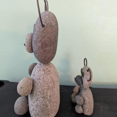 Pair of Folk Art River Stone Bears (HW)
