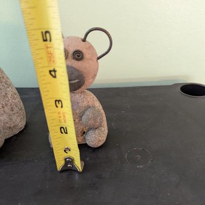 Pair of Folk Art River Stone Bears (HW)