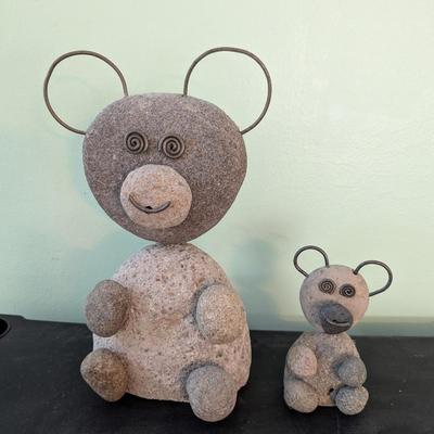 Pair of Folk Art River Stone Bears (HW)