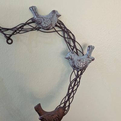 Art Deco 2002 Amos Pewter Nova Scotia & Metal Bird Wreath (HW)