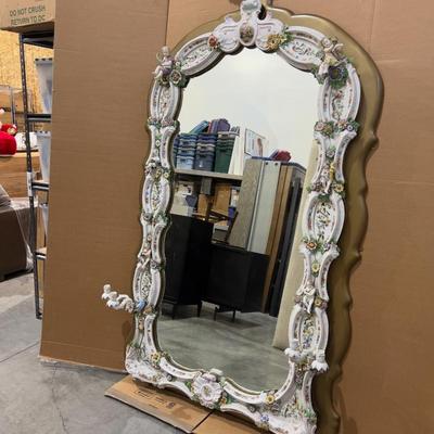A Unique and Monumental Late 19th Century German Dresden/Meissen Porcelain Mirror