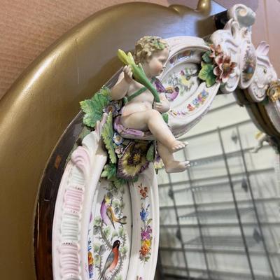 A Unique and Monumental Late 19th Century German Dresden/Meissen Porcelain Mirror