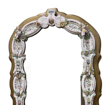 A Unique and Monumental Late 19th Century German Dresden/Meissen Porcelain Mirror