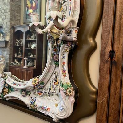 A Unique and Monumental Late 19th Century German Dresden/Meissen Porcelain Mirror
