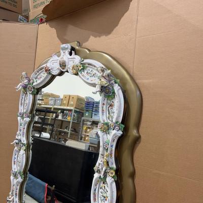 A Unique and Monumental Late 19th Century German Dresden/Meissen Porcelain Mirror