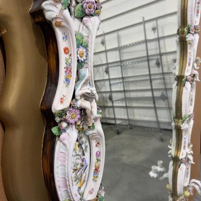 A Unique and Monumental Late 19th Century German Dresden/Meissen Porcelain Mirror