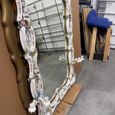 A Unique and Monumental Late 19th Century German Dresden/Meissen Porcelain Mirror