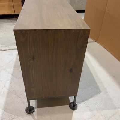 Sale Photo Thumbnail #189: Not used Excellent Condition. Jointed Corners. Wood with Metal Legs.  High quality! Please provider moving assistance and secure transportation and or packing materials for moving. Measures 70 x 19x 35.