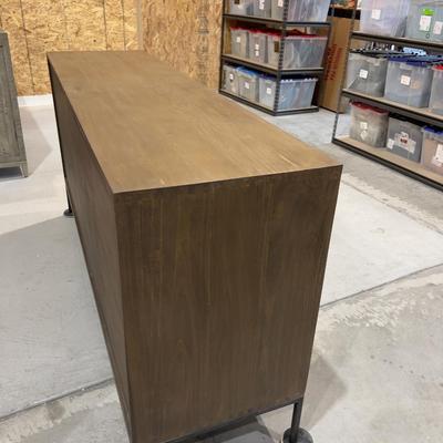 Sale Photo Thumbnail #192: Not used Excellent Condition. Jointed Corners. Wood with Metal Legs.  High quality! Please provider moving assistance and secure transportation and or packing materials for moving. Measures 70 x 19x 35.