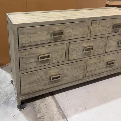 Sale Photo Thumbnail #195: Not used Excellent Condition. Jointed Corners. Wood with Metal Legs.  High quality! Please provider moving assistance and secure transportation and or packing materials for moving. Measures 64 x 19x 36. Retail Price $1,900.