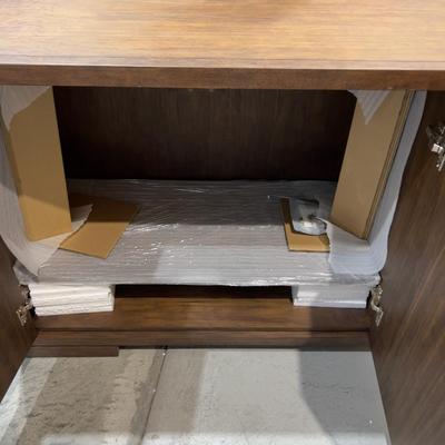 Sale Photo Thumbnail #218: Not used Excellent Condition. Jointed Corners. Wood with Metal Legs.  High quality! Please provider moving assistance and secure transportation and or packing materials for moving. Measures 80 X 21 X 34  Retail Price on Wayfair $4,800 