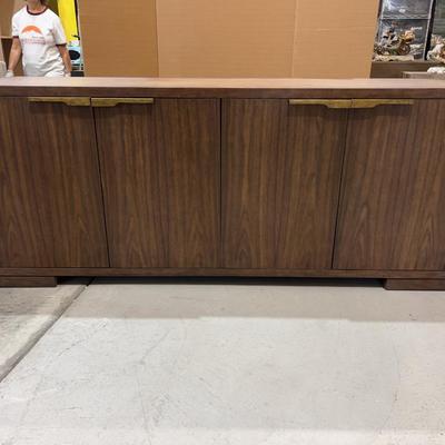 Sale Photo Thumbnail #213: Not used Excellent Condition. Jointed Corners. Wood with Metal Legs.  High quality! Please provider moving assistance and secure transportation and or packing materials for moving. Measures 80 X 21 X 34  Retail Price on Wayfair $4,800 