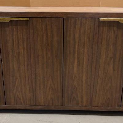 Sale Photo Thumbnail #211: Not used Excellent Condition. Jointed Corners. Wood with Metal Legs.  High quality! Please provider moving assistance and secure transportation and or packing materials for moving. Measures 80 X 21 X 34  Retail Price on Wayfair $4,800 