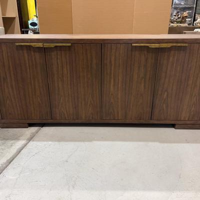 Sale Photo Thumbnail #212: Not used Excellent Condition. Jointed Corners. Wood with Metal Legs.  High quality! Please provider moving assistance and secure transportation and or packing materials for moving. Measures 80 X 21 X 34  Retail Price on Wayfair $4,800 