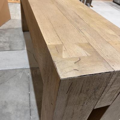 Sale Photo Thumbnail #241: Abaso Console Table Wormwood. Not used. Minor Water Damage on one end.  Please provider moving assistance and secure transportation and or packing materials for moving.
