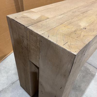 Sale Photo Thumbnail #239: Abaso Console Table Wormwood. Not used. Minor Water Damage on one end.  Please provider moving assistance and secure transportation and or packing materials for moving.