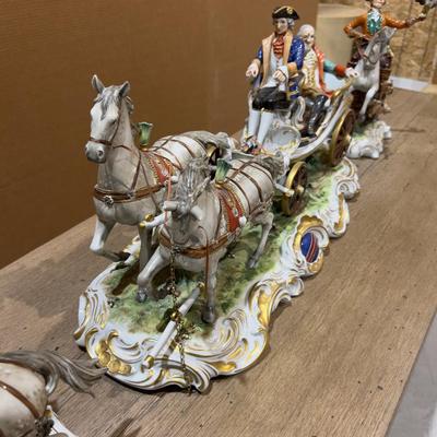 Sale Photo Thumbnail #247: ANTIQUE Collectible. Unter Weiss Bach Maker VTB. falcon, horses, carriage. Good Condition. Impressive Ceramics. Collectible! 