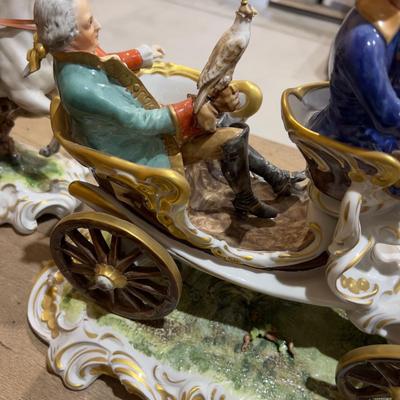 Sale Photo Thumbnail #252: ANTIQUE Collectible. Unter Weiss Bach Maker VTB. falcon, horses, carriage. Good Condition. Impressive Ceramics. Collectible! 