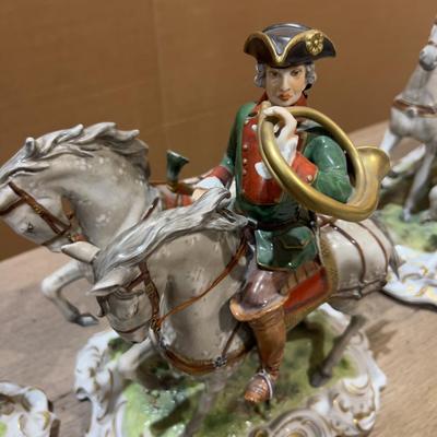 Sale Photo Thumbnail #248: ANTIQUE Collectible. Unter Weiss Bach Maker VTB. falcon, horses, carriage. Good Condition. Impressive Ceramics. Collectible! 