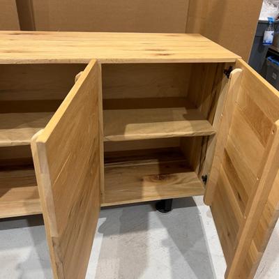 Sale Photo Thumbnail #315: Not used. Good quality and Condition. However there is water damage to the end and will need to be repaired on the finish only.! Please provider moving assistance and secure transportation and or packing materials for moving. Measures 95" X 20" X 36"  Ret