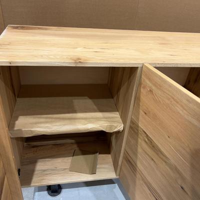 Sale Photo Thumbnail #317: Not used. Good quality and Condition. However there is water damage to the end and will need to be repaired on the finish only.! Please provider moving assistance and secure transportation and or packing materials for moving. Measures 95" X 20" X 36"  Ret
