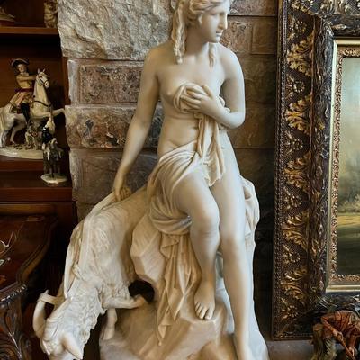 Sale Photo Thumbnail #350: Amalthea and Jupiter's Goat Marble Sculpture 19th Century French After Pierre Julien

A 19th century reproduction of the famous sculpture "Amalthea and Jupiter's goat" the original was sculpture by Pierre Julien and now resides in the Louvre in Paris Fran