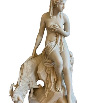 Sale Photo Thumbnail #346: Amalthea and Jupiter's Goat Marble Sculpture 19th Century French After Pierre Julien

A 19th century reproduction of the famous sculpture "Amalthea and Jupiter's goat" the original was sculpture by Pierre Julien and now resides in the Louvre in Paris Fran