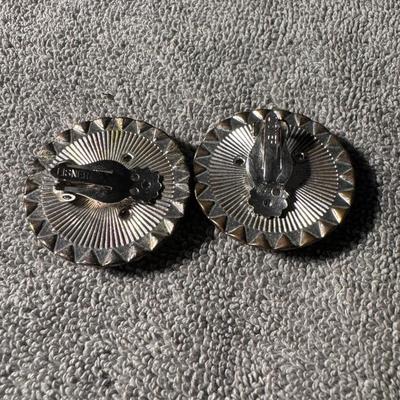 Sale Photo Thumbnail #427: vintage clip-on earrings, likely from the mid-20th century, identifiable as Lisner Signed Clip On Earrings. 
Here's more information about these earrings:
Brand and Signature: The earrings are signed by "Lisner," a well-known costume jewelry company that 