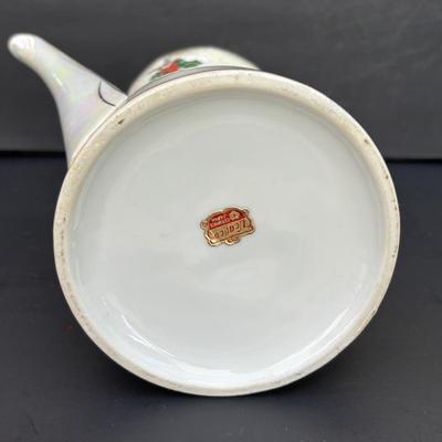 LOT 45: Vintage Ucagco Japan Holly and Berries Lusterware Christmas: Tea Pot, Teacups & More