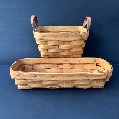 LOT 47: Longaberger Pink Pottery, Baskets, Soap Dish & Pamper Chef Stoneware Pie Dish