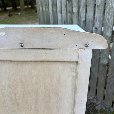 LOT 48: White Chest of Drawer, Mirrored Shelf w/Glass Pegs along with 2-Over the Door Hanging Clothes Racks