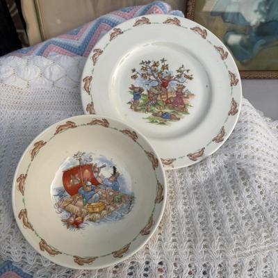 LOT 51: Vintage Baby - Composition Baby Hendren Doll, Royal Doulton Bunnykins Dishes & More