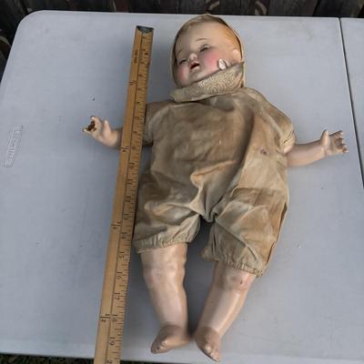 LOT 51: Vintage Baby - Composition Baby Hendren Doll, Royal Doulton Bunnykins Dishes & More