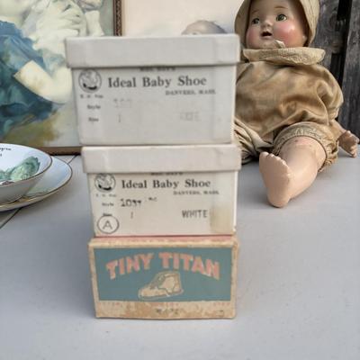 LOT 51: Vintage Baby - Composition Baby Hendren Doll, Royal Doulton Bunnykins Dishes & More