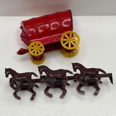 LOT 53: Lesney England Diecast Covered Wagon, Antimony Japan Old Timey Covered Wagon & More
