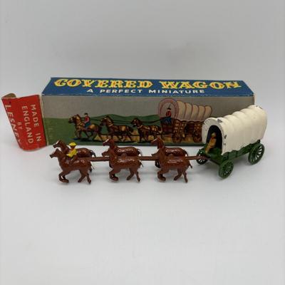 LOT 53: Lesney England Diecast Covered Wagon, Antimony Japan Old Timey Covered Wagon & More