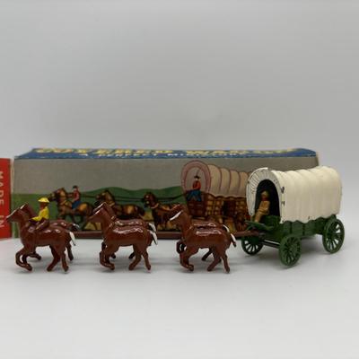 LOT 53: Lesney England Diecast Covered Wagon, Antimony Japan Old Timey Covered Wagon & More