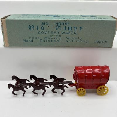 LOT 53: Lesney England Diecast Covered Wagon, Antimony Japan Old Timey Covered Wagon & More