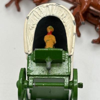 LOT 53: Lesney England Diecast Covered Wagon, Antimony Japan Old Timey Covered Wagon & More