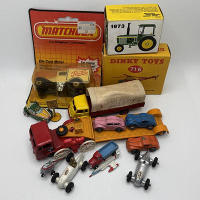 LOT 54: Dinky Toys Westland Sikorsky S.51 Helicopter, Budgie Toy England Low Loader, 1973 John Deere Tractor & More
