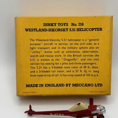 LOT 54: Dinky Toys Westland Sikorsky S.51 Helicopter, Budgie Toy England Low Loader, 1973 John Deere Tractor & More